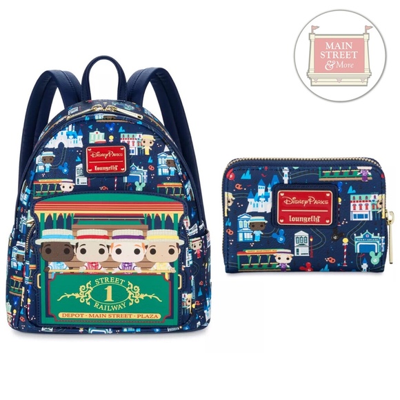 Disney Handbags - Loungefly Disney Exclusive Main Street USA Dapper Dans Backpack & Wallet Set NEW